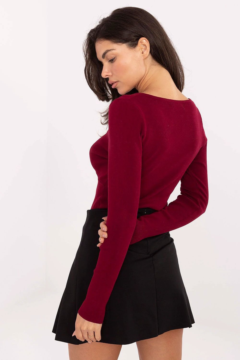 Jumper Elegant Women's V-Neck Sweater - Stretchy Viscose Elastane Blend for Comfort and Fit by Factory Price