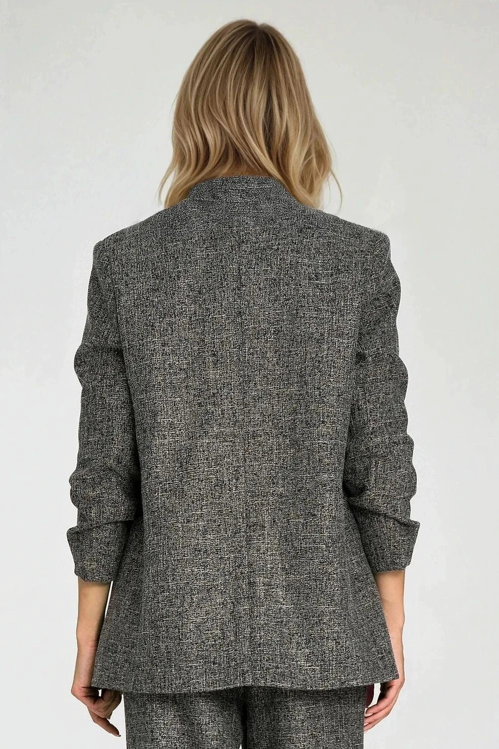Nife Stylish Women's Jacket - Featuring Modern Melange Texture, Loose Cut and Elegant Pleated 3/4 Sleeves by Nife