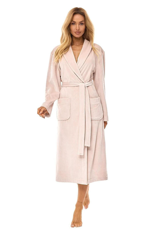 L&L Women's Knee-Length Bathrobe - Cozy Quilted Design with Pockets and Adjustable Waist Tie for Comfort and Style by L&L collection