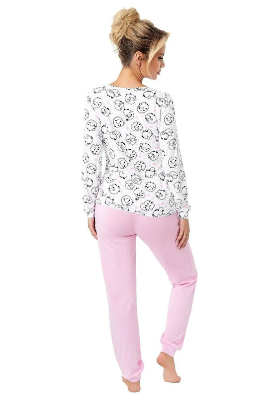 Donna Women's Cotton Pajamas - Comfortable High-Quality Design with Sheep Pattern and Pink Color Made in Poland by Donna