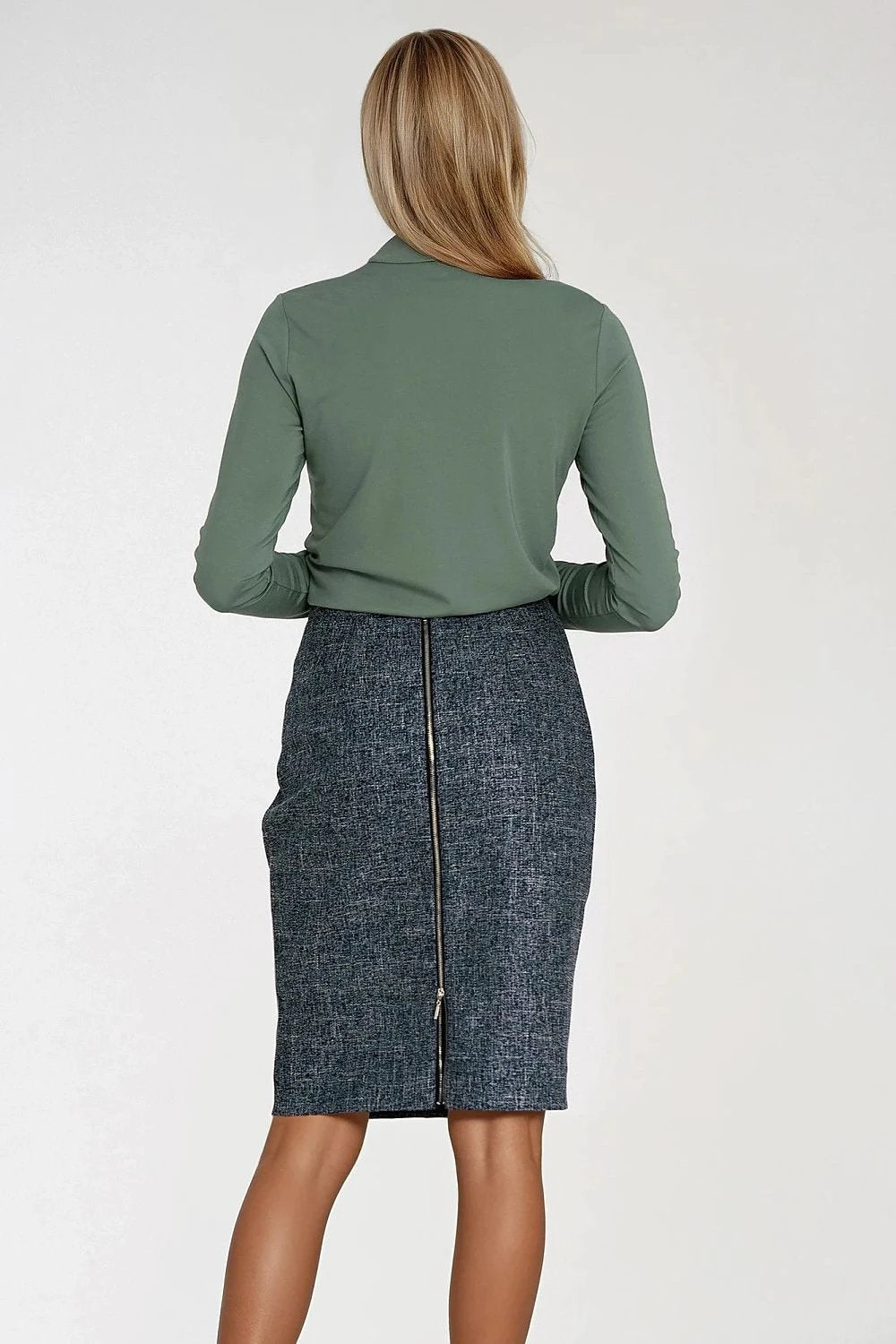 Nife Elegant Fit Women's Knee-Length Skirt - Unique Mottled Texture and Versatile Styling for Office and Casual Outfits by Nife