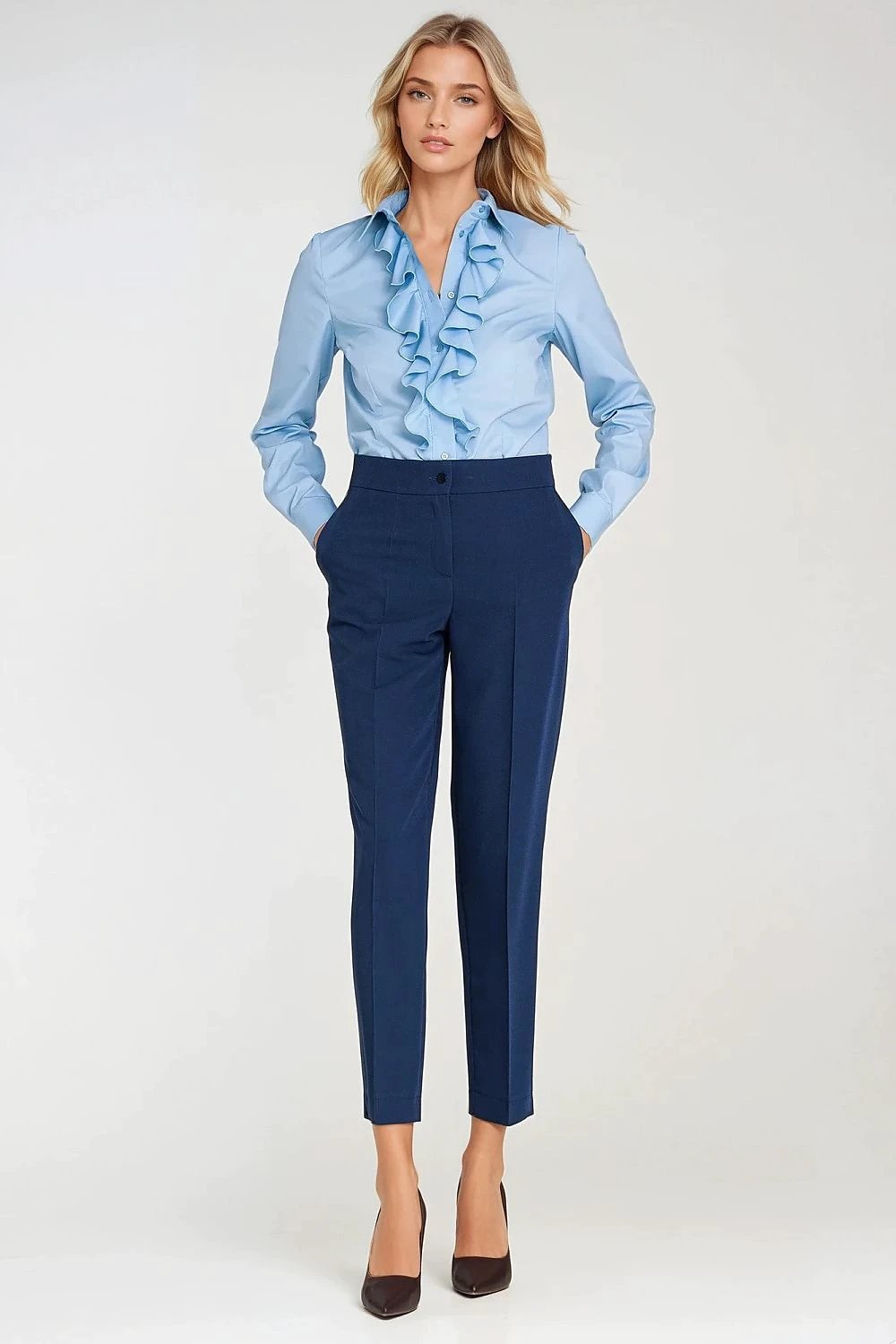 Nife Women's Slim-Fit Trousers with Tapered Legs and Subtle Side Slit - Comfortable, Elegant Design for Everyday Wear by Nife