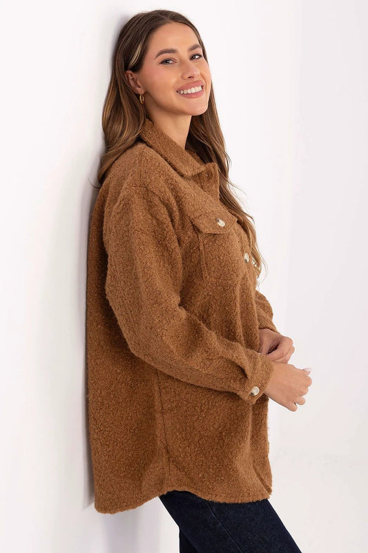 Boucle Women's Long Sleeve Shirt - High-Quality Polyester Cotton Blend for Comfort and Versatility by Factory Price