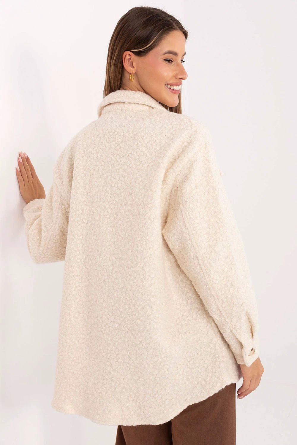 Boucle Women's Long Sleeve Shirt - High-Quality Polyester Cotton Blend for Comfort and Versatility by Factory Price