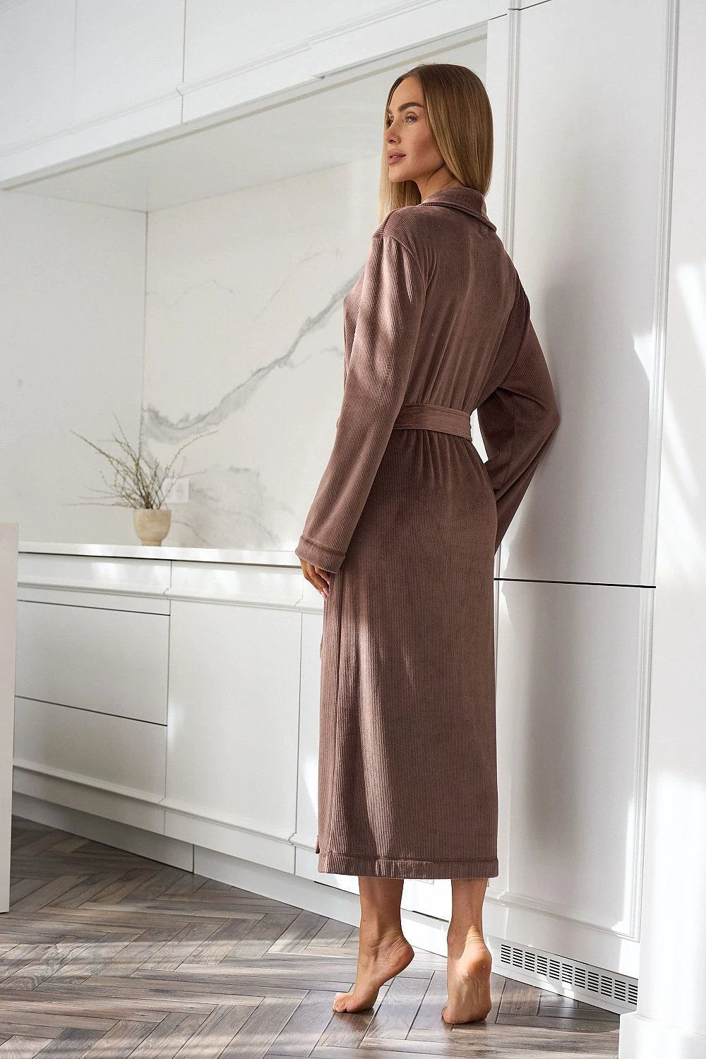 L&L Collection Women's Knee-Length Bathrobe - Soft Ribbed Material for Ultimate Comfort and Style by L&L collection