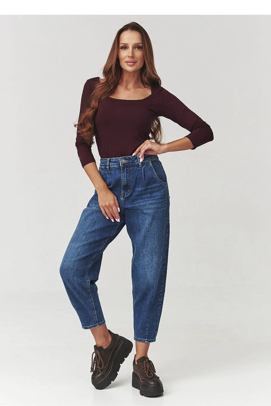 Makadamia Jeans Makadamia - Comfortable High-Waisted Navy Blue Women's Fit by Makadamia