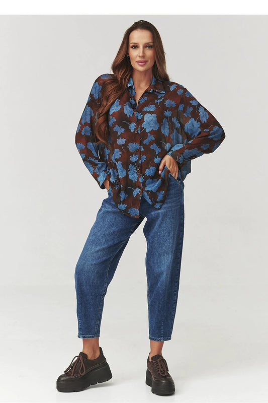 Makadamia Long Sleeve Shirt - Floral Lightweight Design for Office and Casual Wear by Makadamia