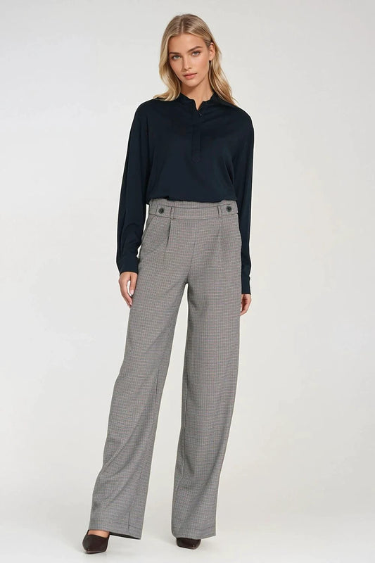 Nife Women's Trousers - Loose Relaxed Fit With High Waist And Wide Legs For Elegance by Nife
