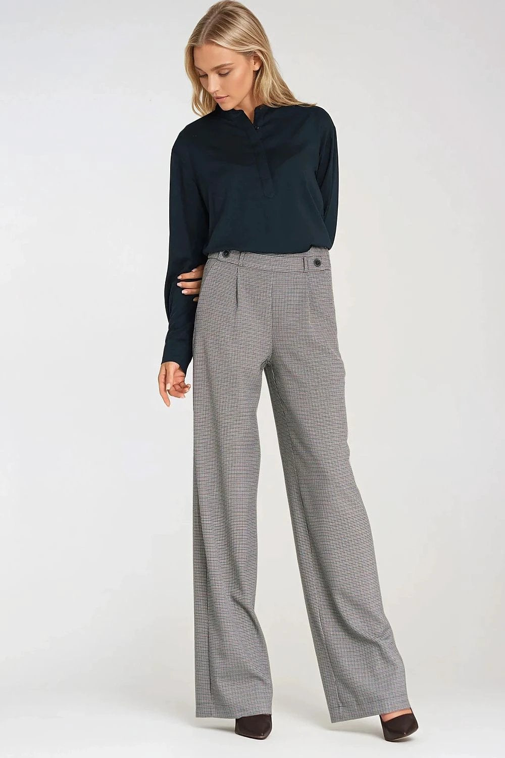 Nife Women's Trousers - Loose Relaxed Fit With High Waist And Wide Legs For Elegance by Nife