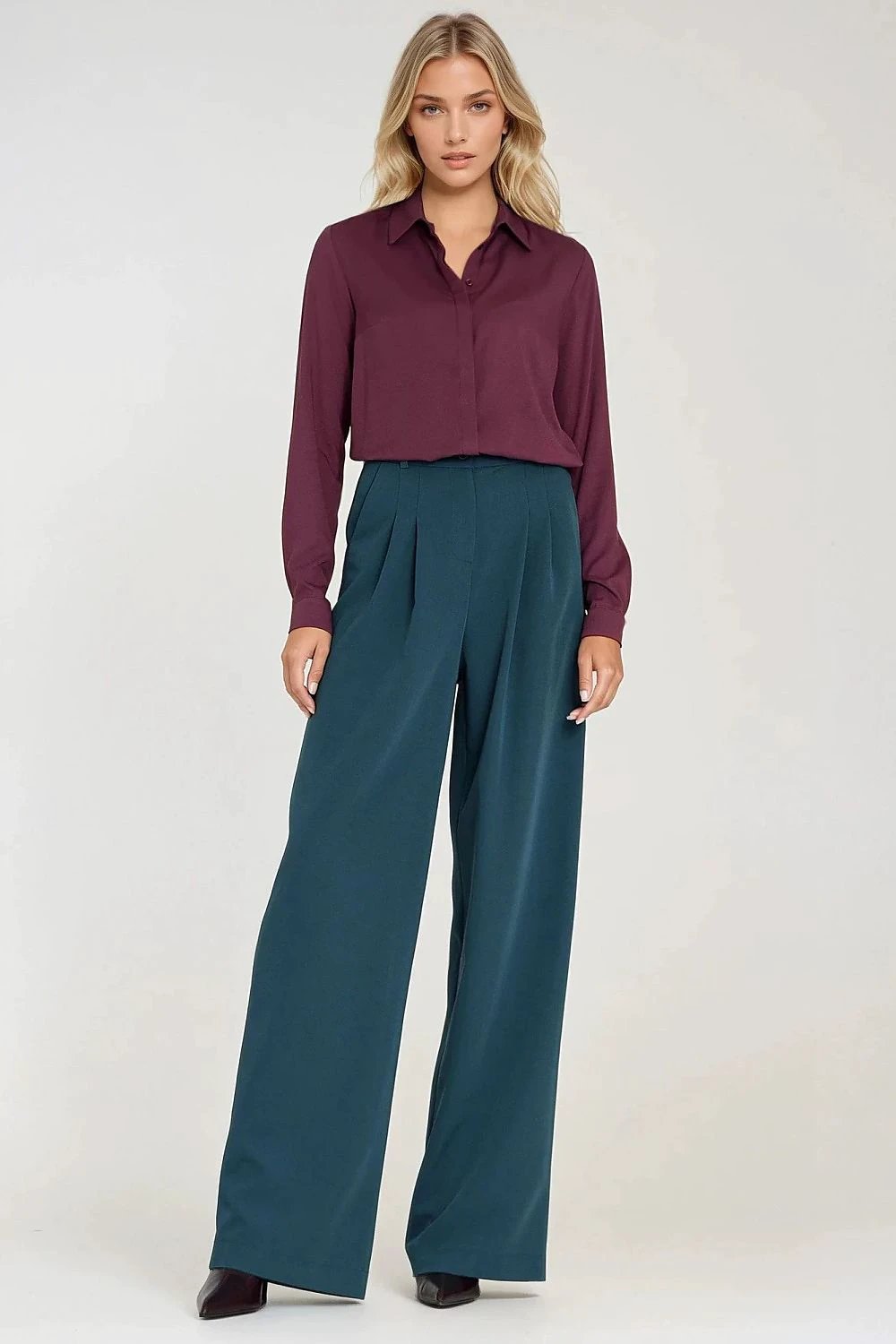 Nife Women's Loose Fit High Waist Trousers - Emphasizes Waist and Lengthens Legs for Elegant Style by Nife