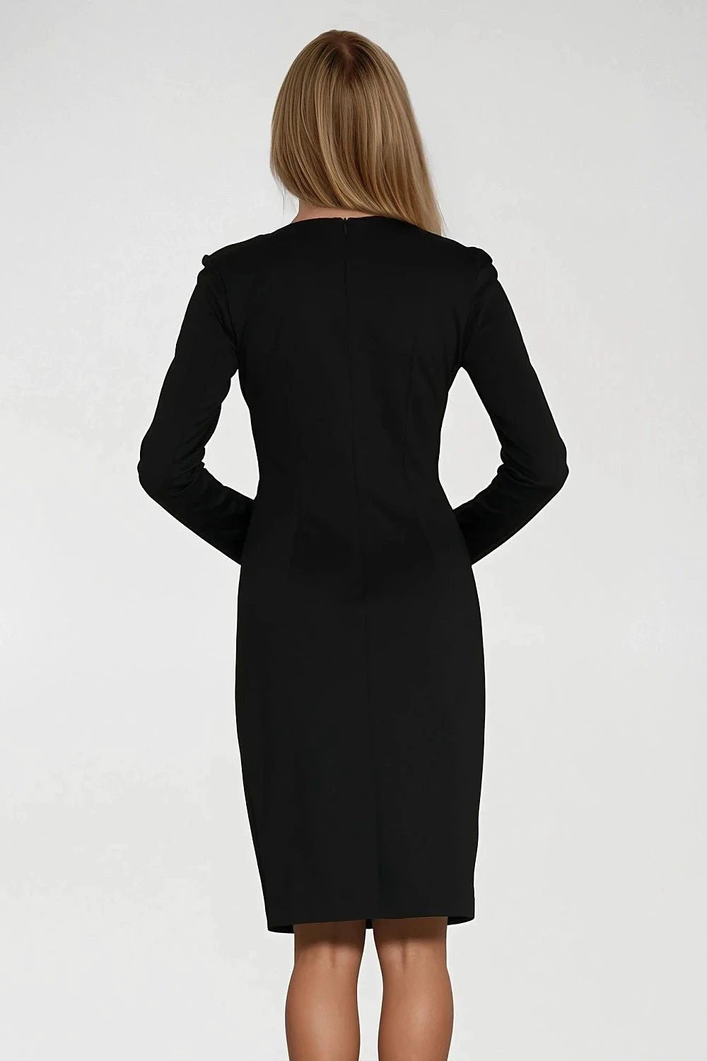 Nife Daydress - Elegant Fitted Knit Dress with V-Neckline, Long Sleeves and Soft Stretchy Fabric by Nife