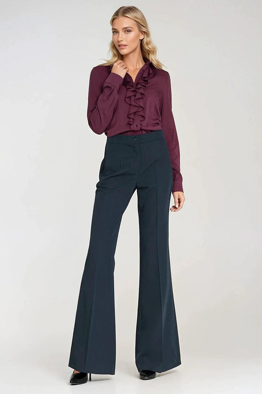 Nife Women's Long Sleeve Shirt - Fitted Design with Decorative Jabot for a Feminine Look by Nife