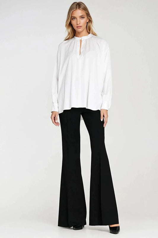 Nife Stylish Oversized Blouse - Lightweight Viscose for All-Day Comfort and Feminine Neckline by Nife