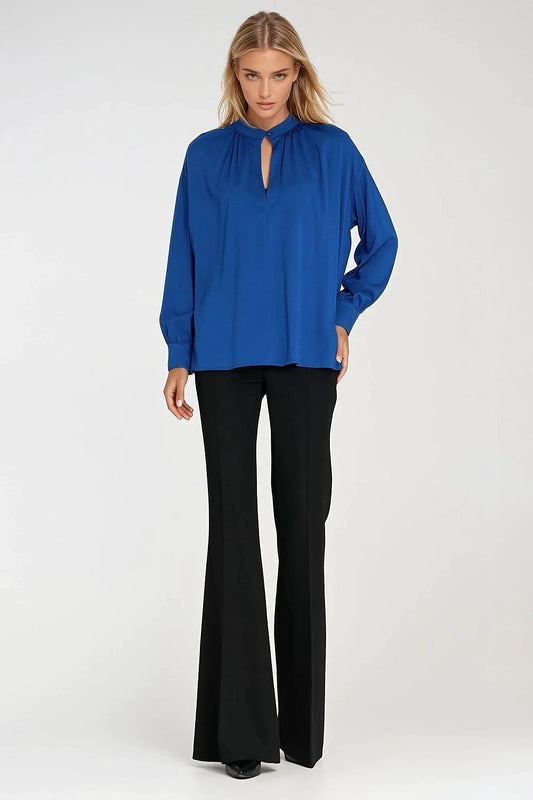 Nife Oversized Blouse - Lightweight Viscose with Teardrop Neckline and Long Sleeves for Comfort and Style by Nife