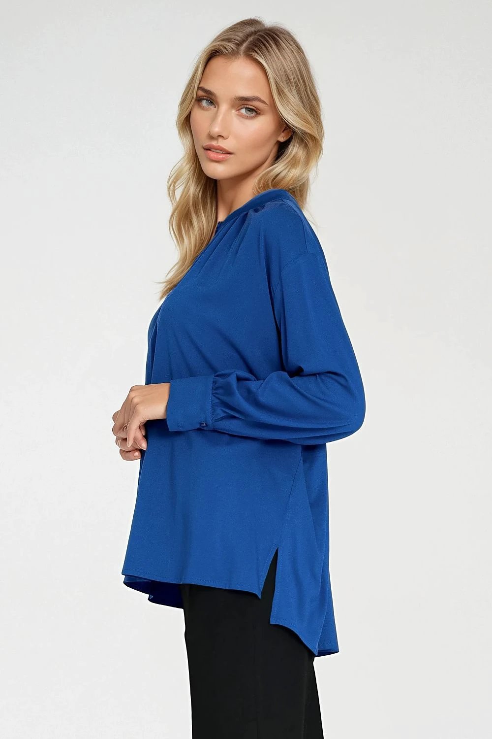 Nife Oversized Blouse - Lightweight Viscose with Teardrop Neckline and Long Sleeves for Comfort and Style by Nife