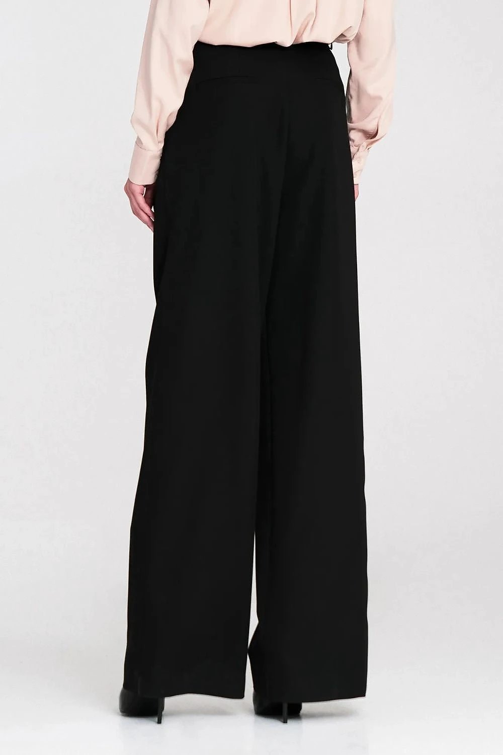 Nife Elegant Women's High Waist Wide Leg Trousers - Loose Fit With Decorative Pleats For Elongated Legs by Nife