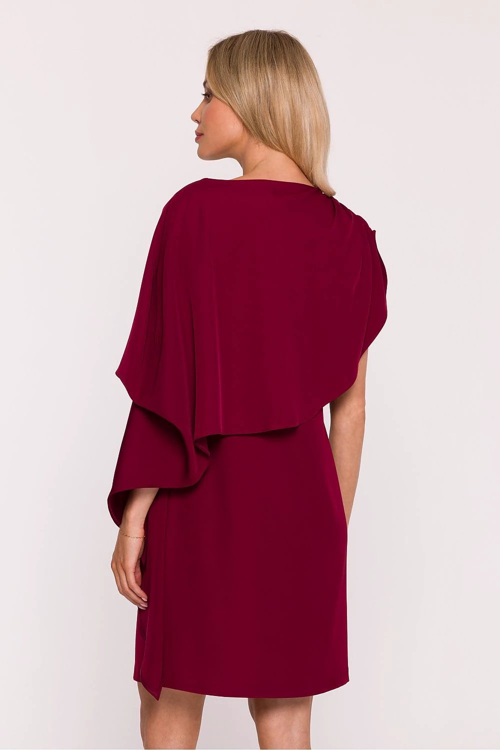 Stylove Evening Dress - Elegant Cocktail Option with Decorative Cape and Subtle Shine by Stylove