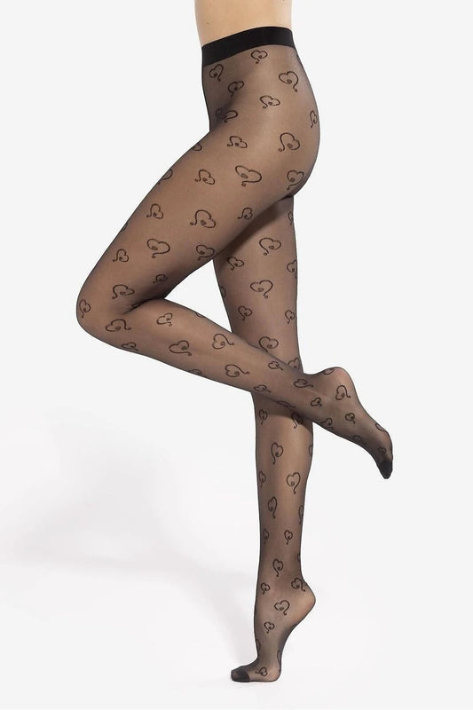 Gatta Heart Pattern Tights - Delicate 20 DEN Matte Yarn for Feminine Charm and Elegance by Gatta