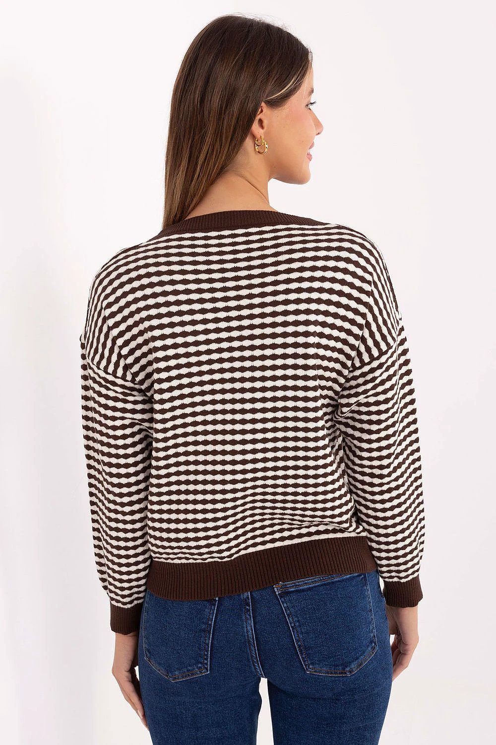 Jumper Factory Women's Casual Striped Sweater - Comfortable, Durable Everyday Wear with Soft Fabric Blend by Factory Price