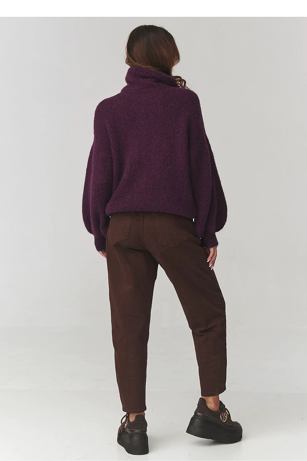 Makadamia Violet Oversized Women's Turtleneck Sweater - Soft Fabric for Ultimate Warmth and Comfort by Makadamia