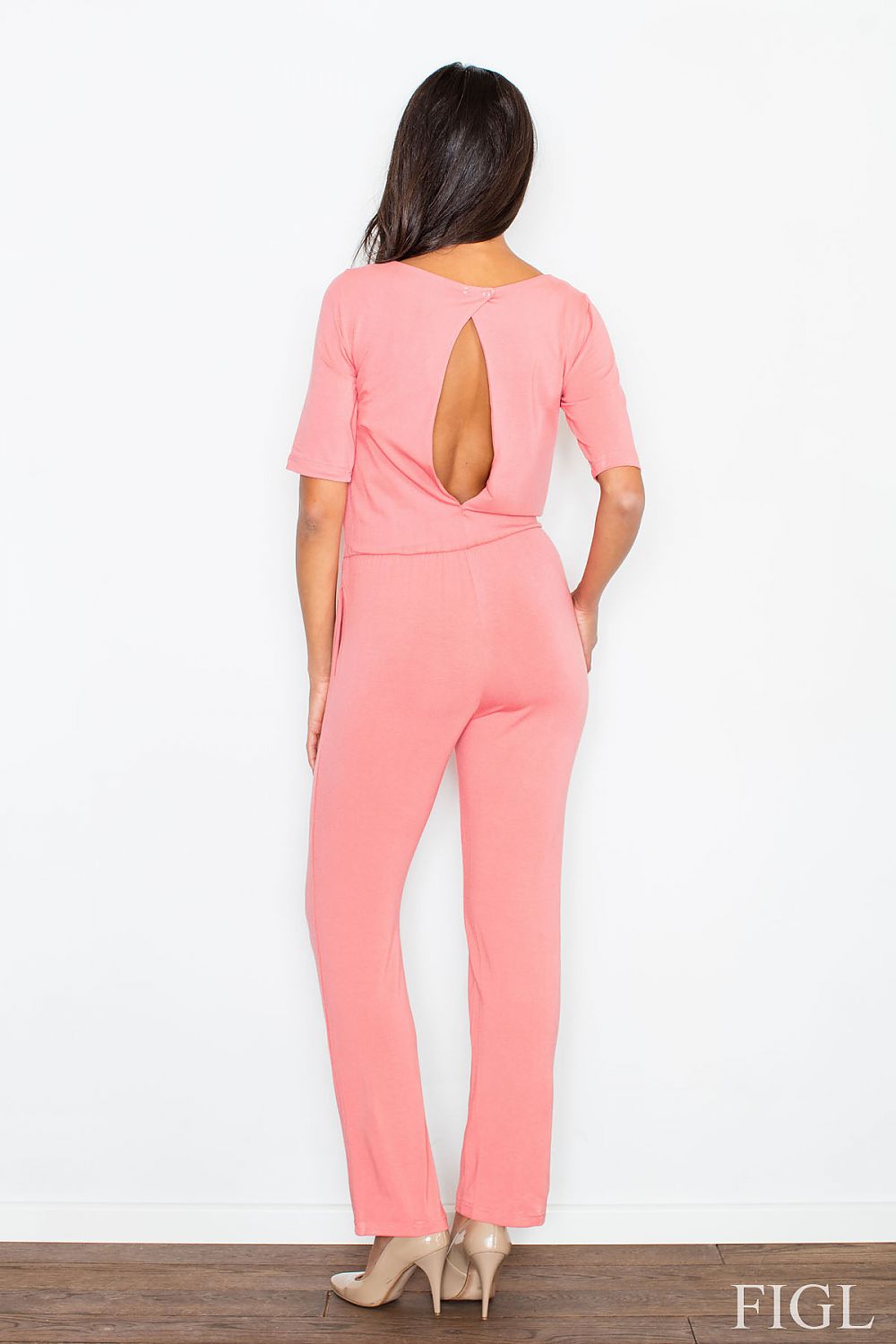 Figl Women's Jumpsuit - Breathable Viscose Fabric with Feminine Back Slit and Elastic Waistband by Figl