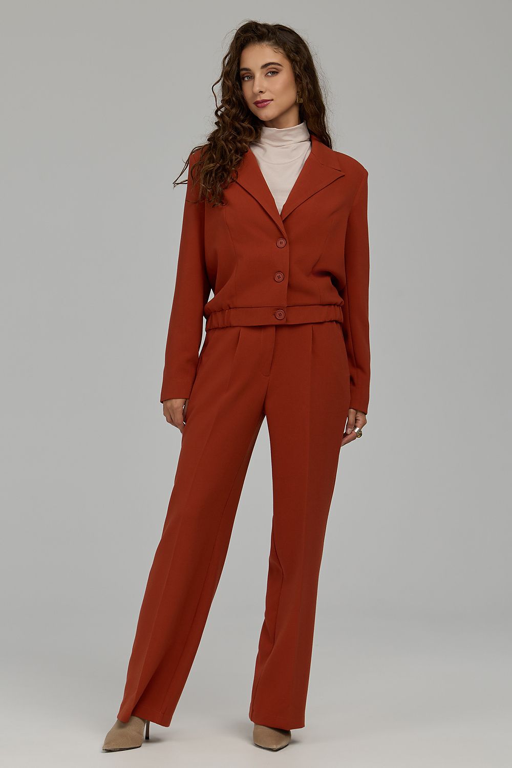 Button-Front Tailored Blazer – Red — product view 4