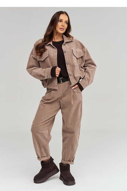 corduroy trousers model 232015 Makadamia