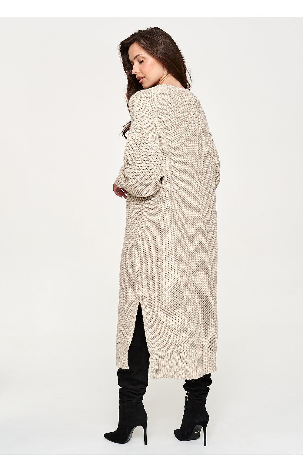Sandstone Ease V-Neck Knit Midi Dress – Beige