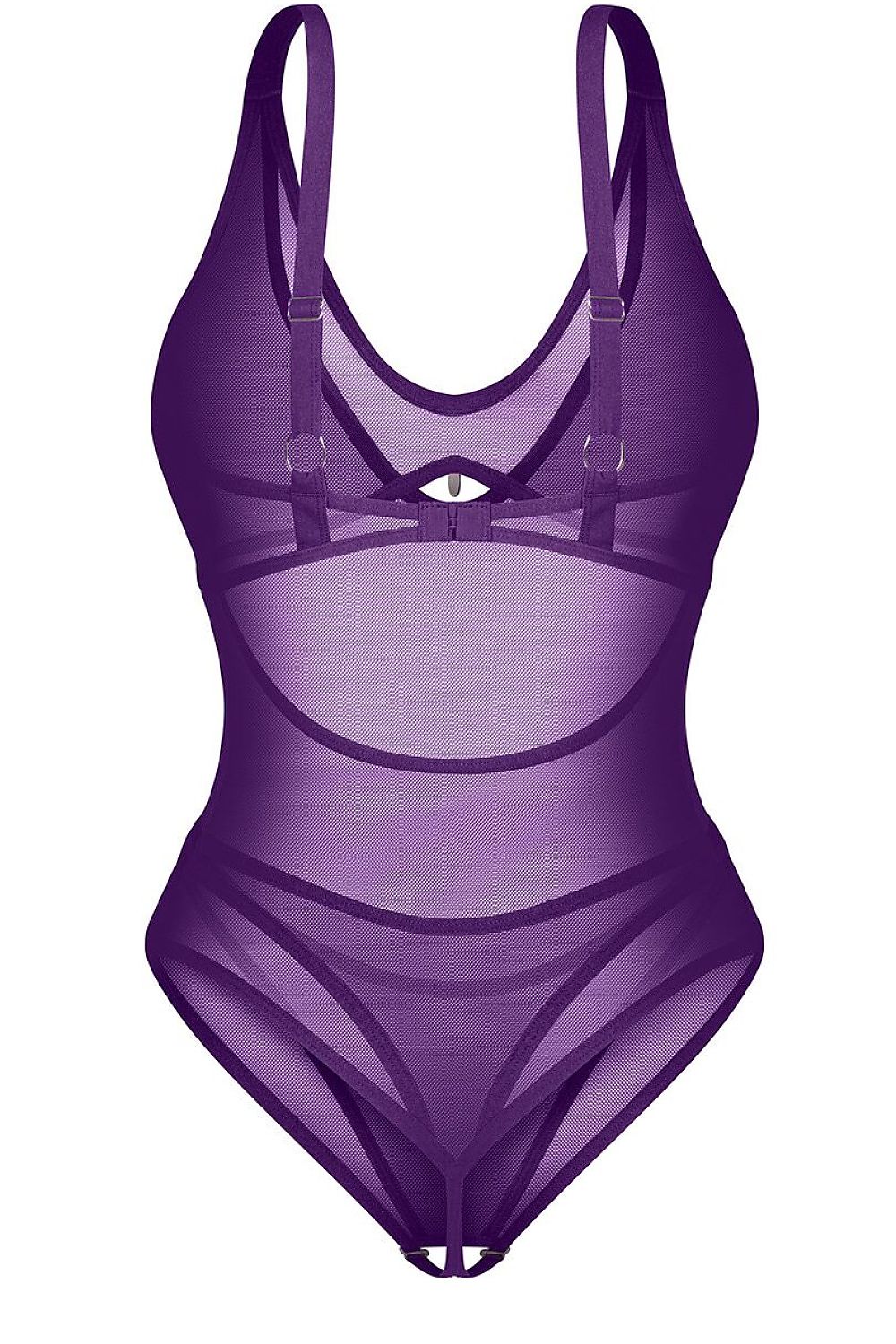 Violet Afterlight Open-Crotch Mesh Bodysuit — product photograph