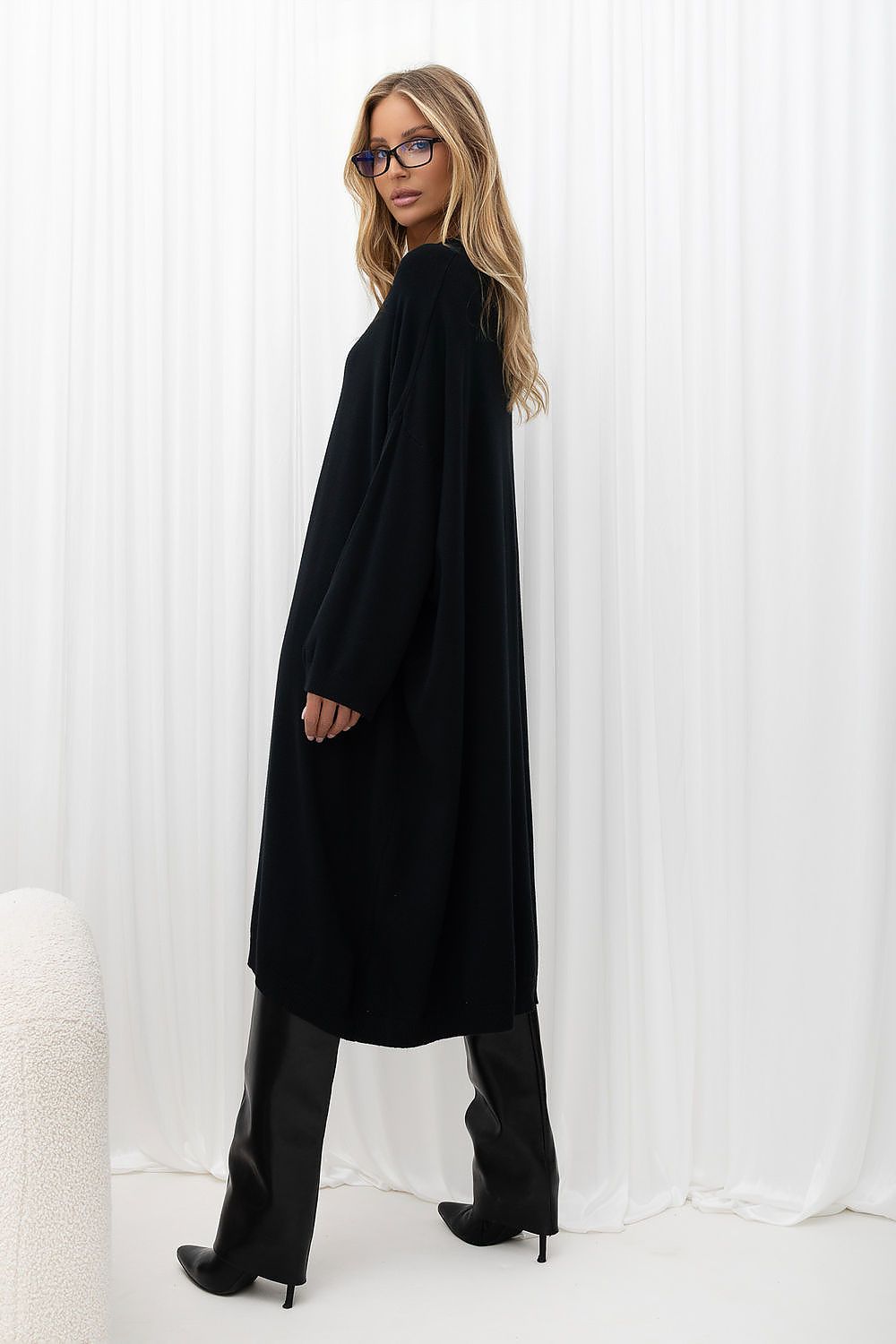 Midnight Prelude Button-Detail Sweater Dress — view 2