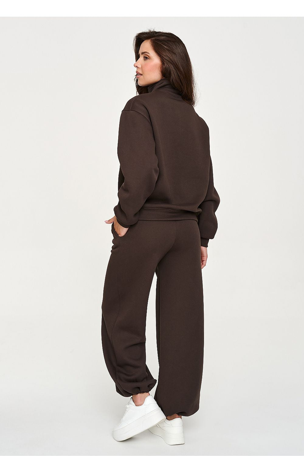 Mocha Interval Half-Zip Wide-Leg Set – Brown — view 2