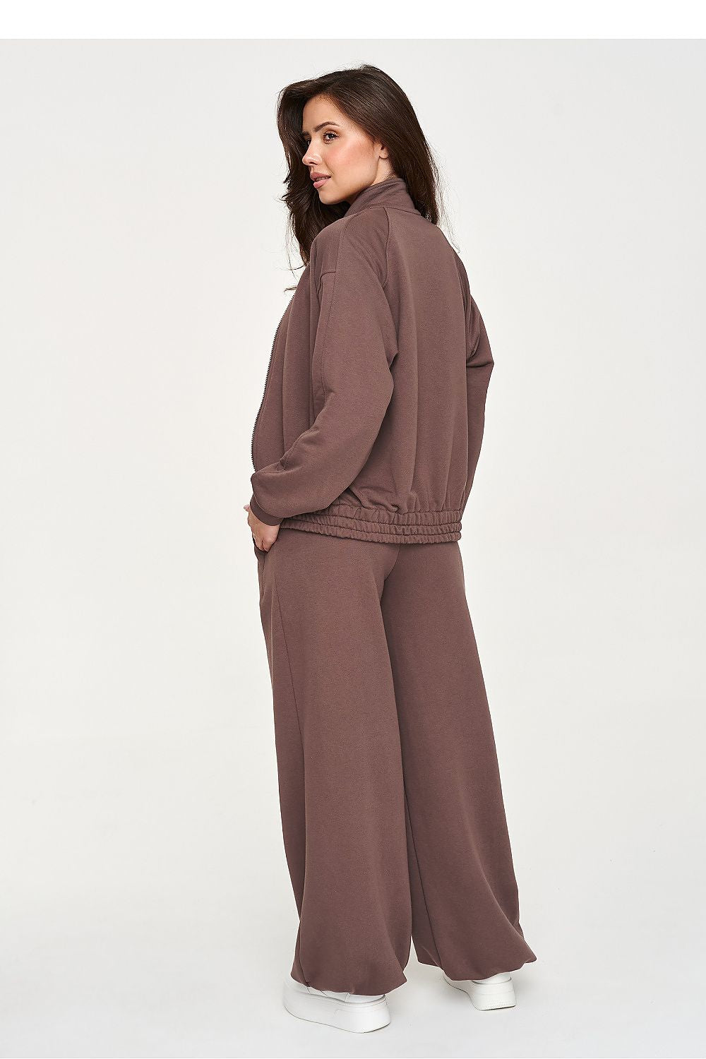 Mocha Momentum Zip Hoodie Wide-Leg Set – Brown — view 3