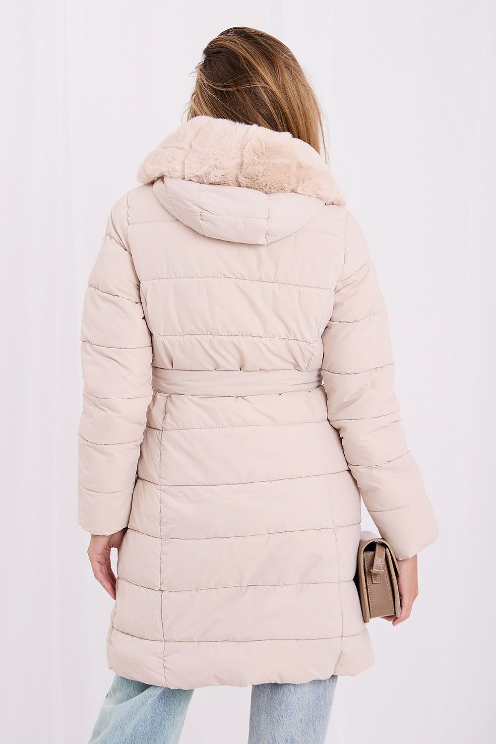 Oatstone Shelter Quilted Midi Coat – Beige — view 2