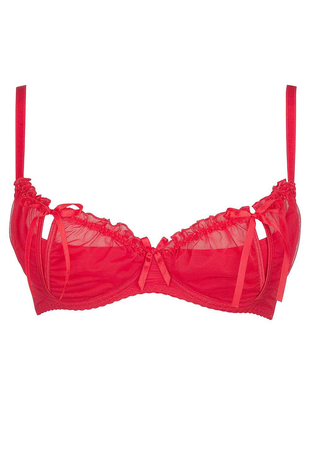 Axami Cupless Bra - Sensual Neige Design With Frills, Bows And Adjustable Straps by Axami