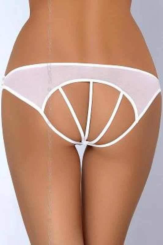 Axami Women's Skimpy Tulle Mesh Panties - Deep Front Cut-Out, Open Back and Satin Bow Design by Axami