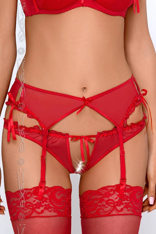 Axami Women's Delicate Tulle Mesh Garter Belt with Side Slits and Charming Frills - Perfect for Sexy Lingerie Sets by Axami
