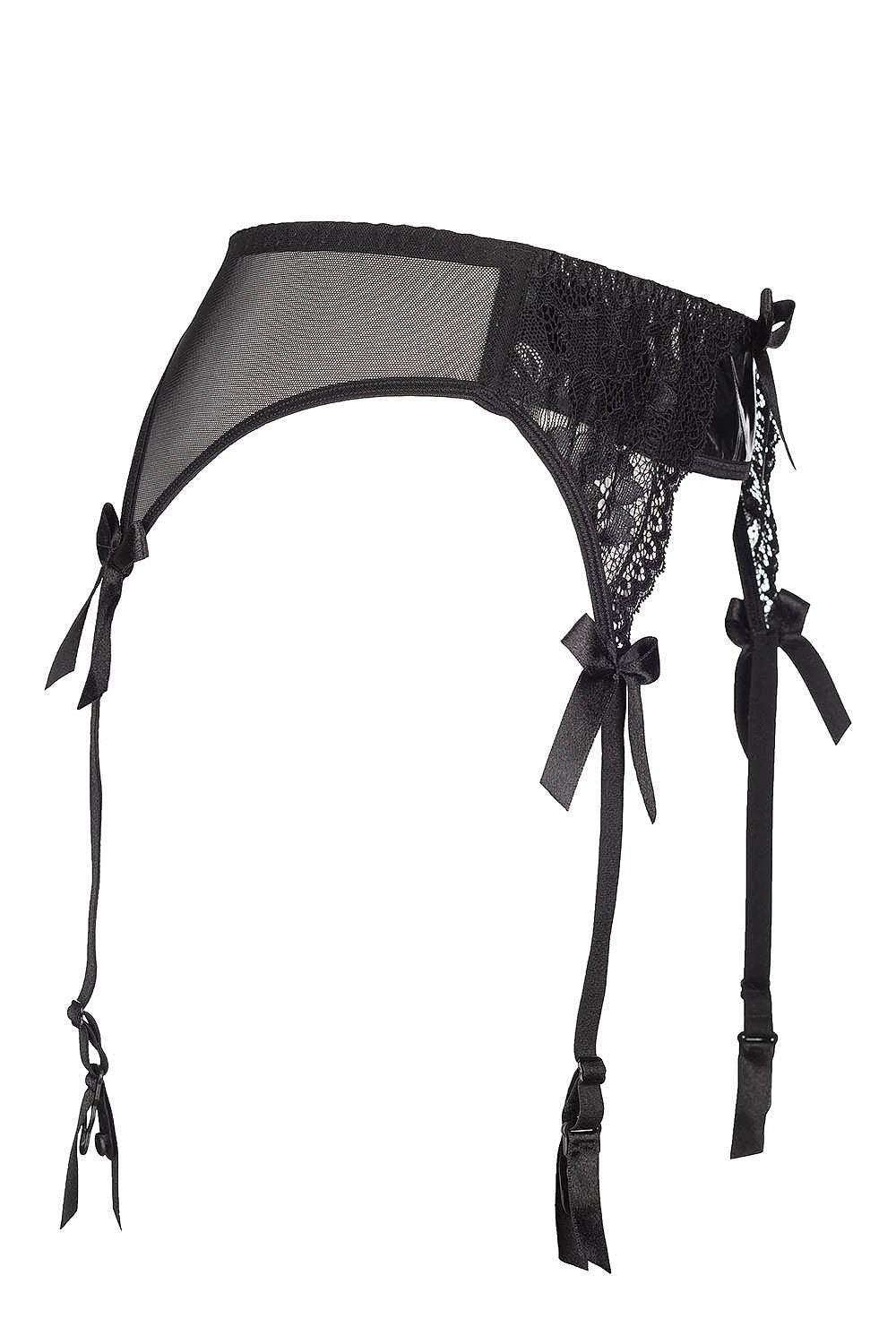 Axami Women's Noir Garter Belt - Elegant Lace Trim and Mesh Fabric for a Stunning Lingerie Look by Axami