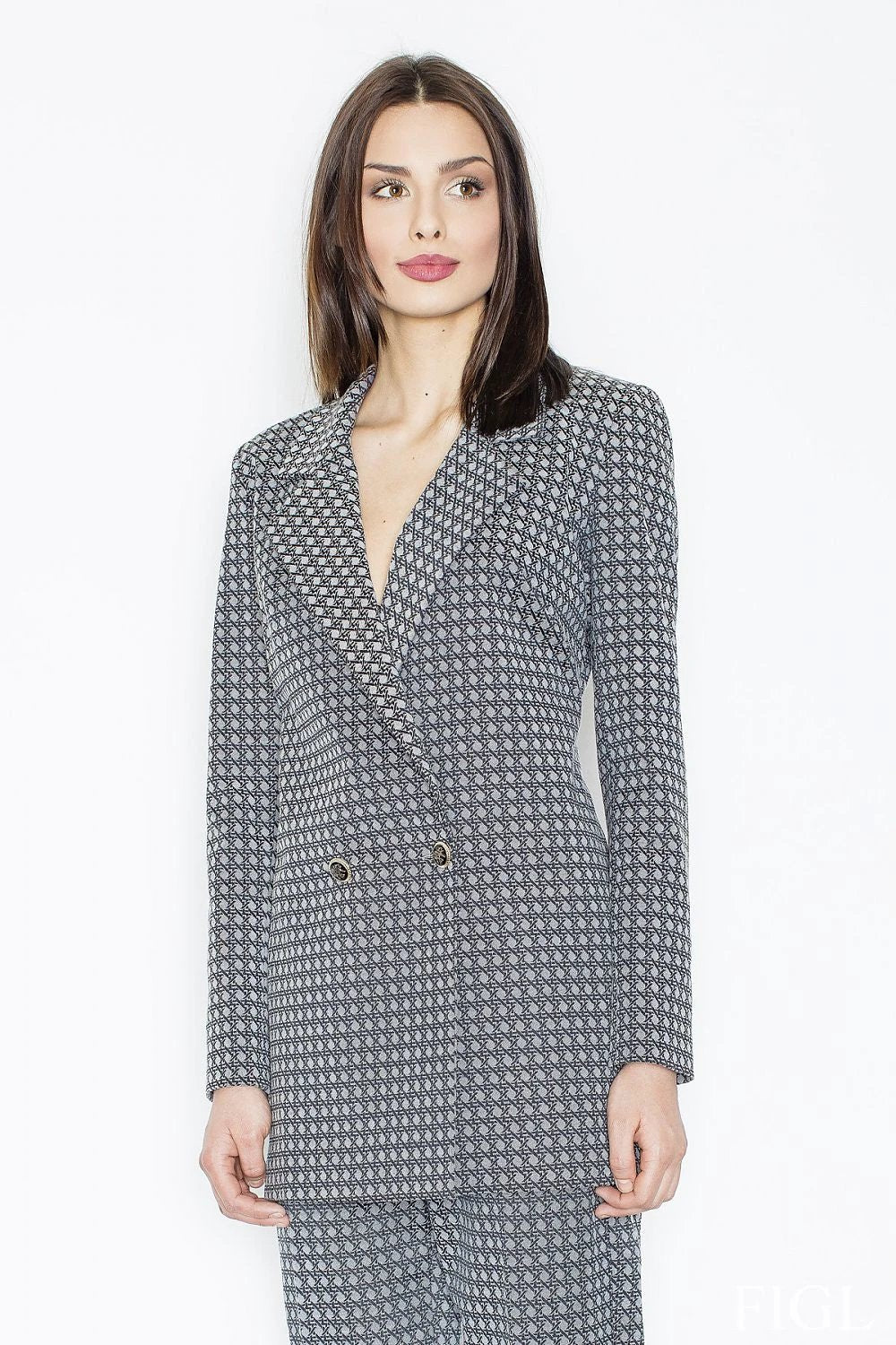 Figl Extended Double-Breasted Button-Down Jacket - Classic Padded Collar for Versatile Occasions by Figl
