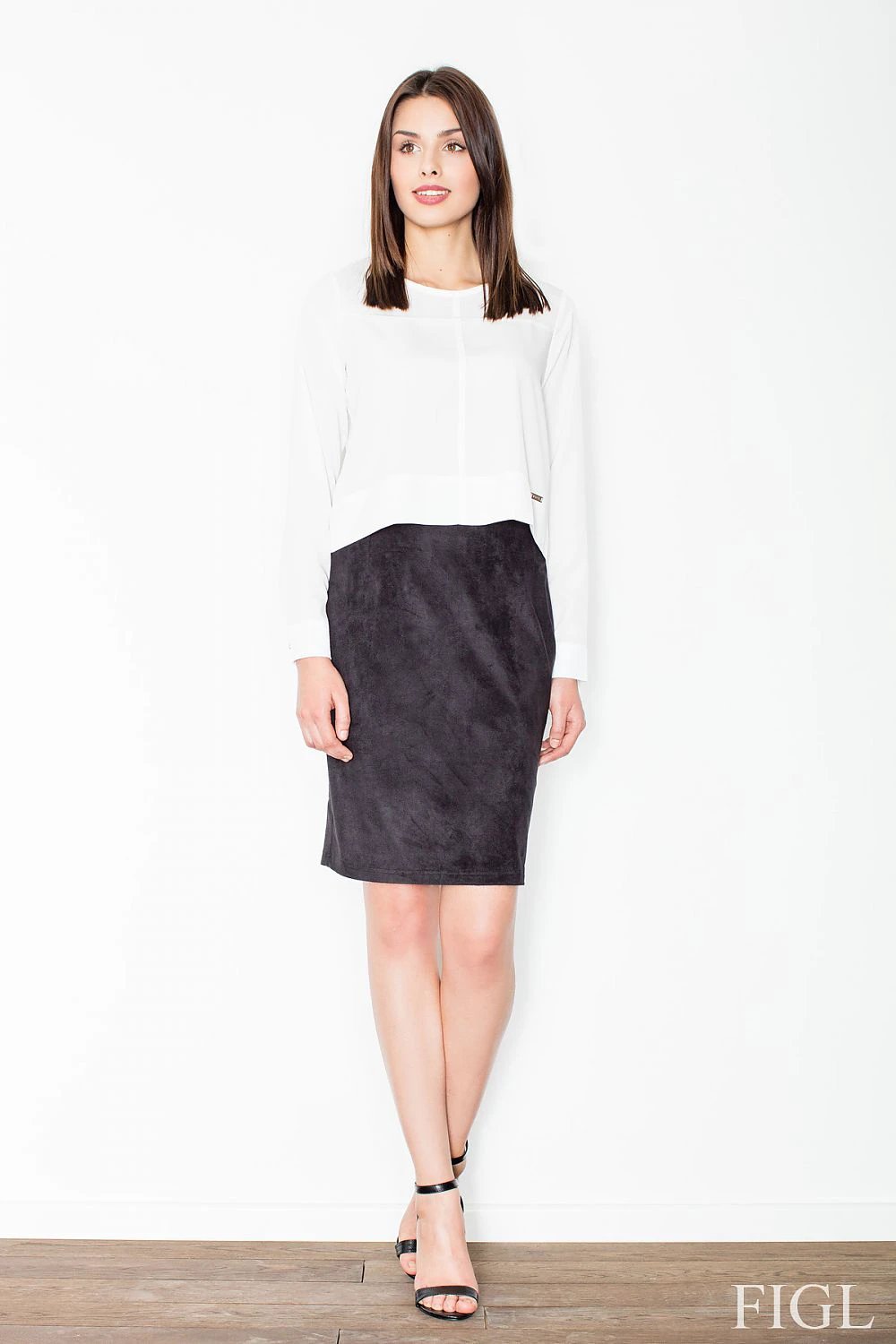Figl Women's Straight Skirt Model 52570 - Comfortable Black Knee-Length Design with Spandex by Figl