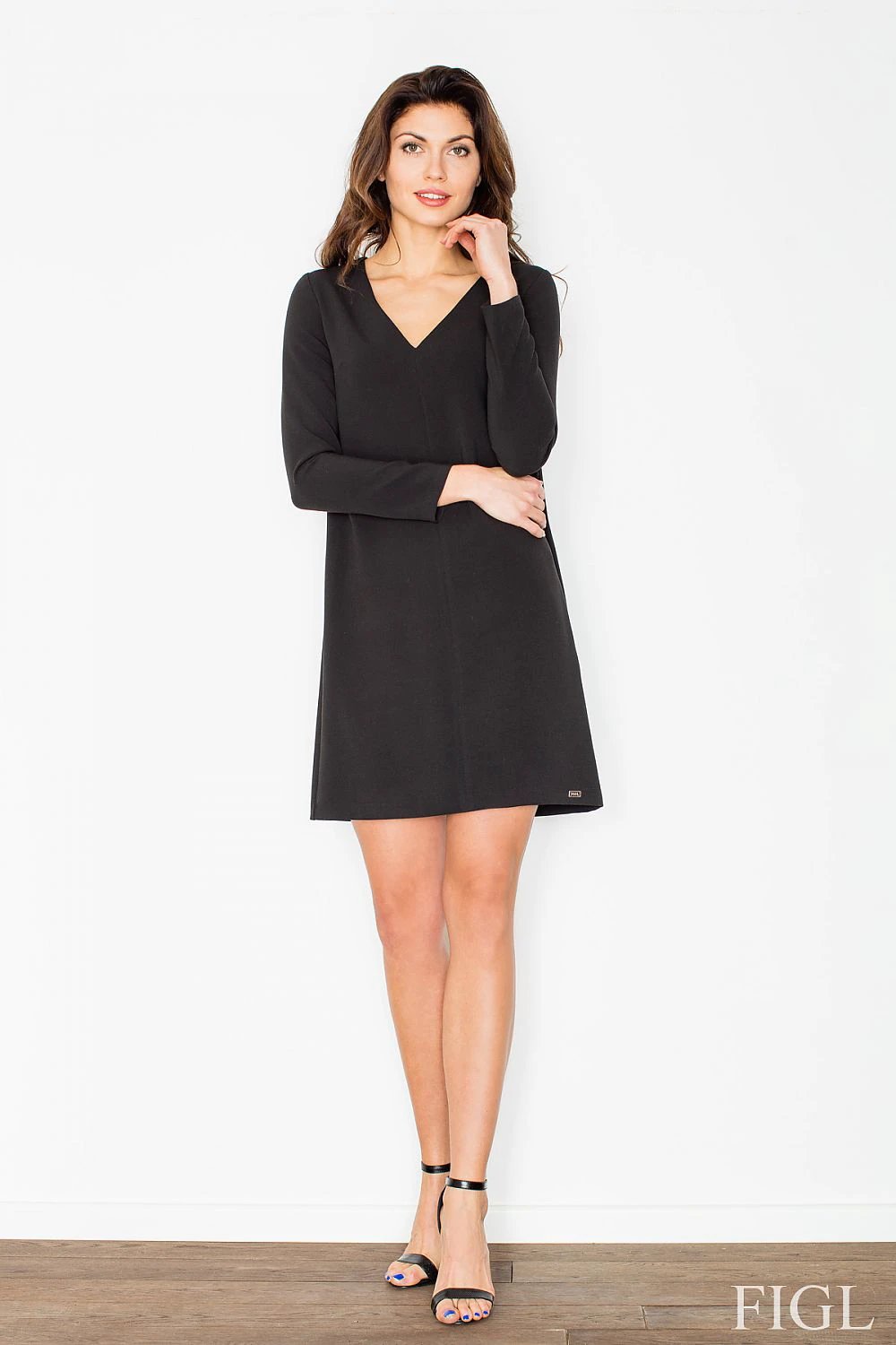 Figl Women's Daydress Model 57299 - Comfortable Long Sleeve Scoop Neck Smooth Material Dress by Figl