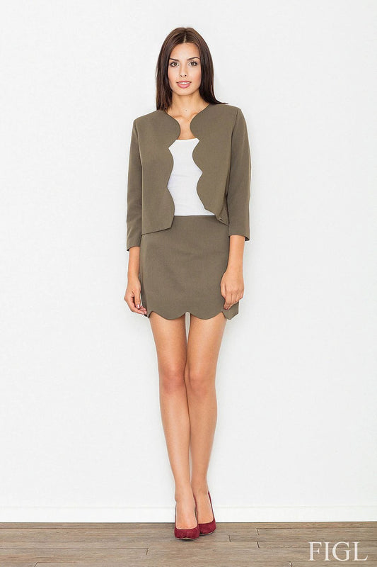 Figl Women's Model 60178 Jacket and Mini Skirt Set - Versatile Outfit with 3/4 Sleeves for Various Occasions by Figl