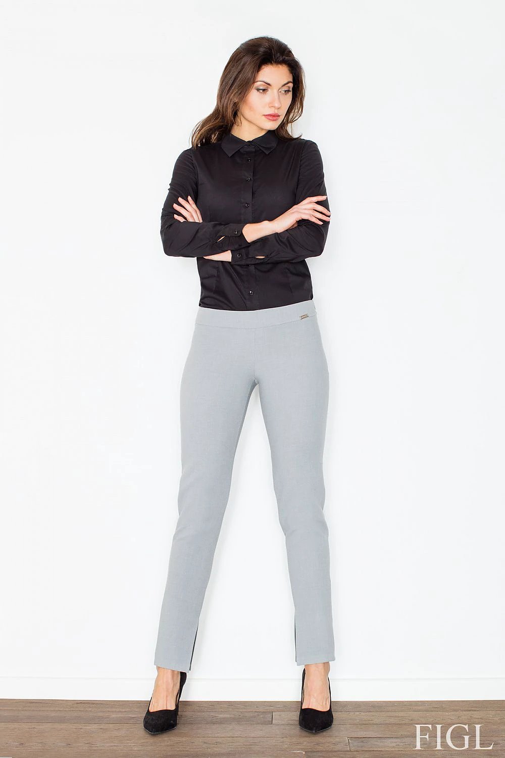 Figl Women's Straight Cut Trousers Model 60182 - Comfortable Fit with Side Zip and Slit Details by Figl