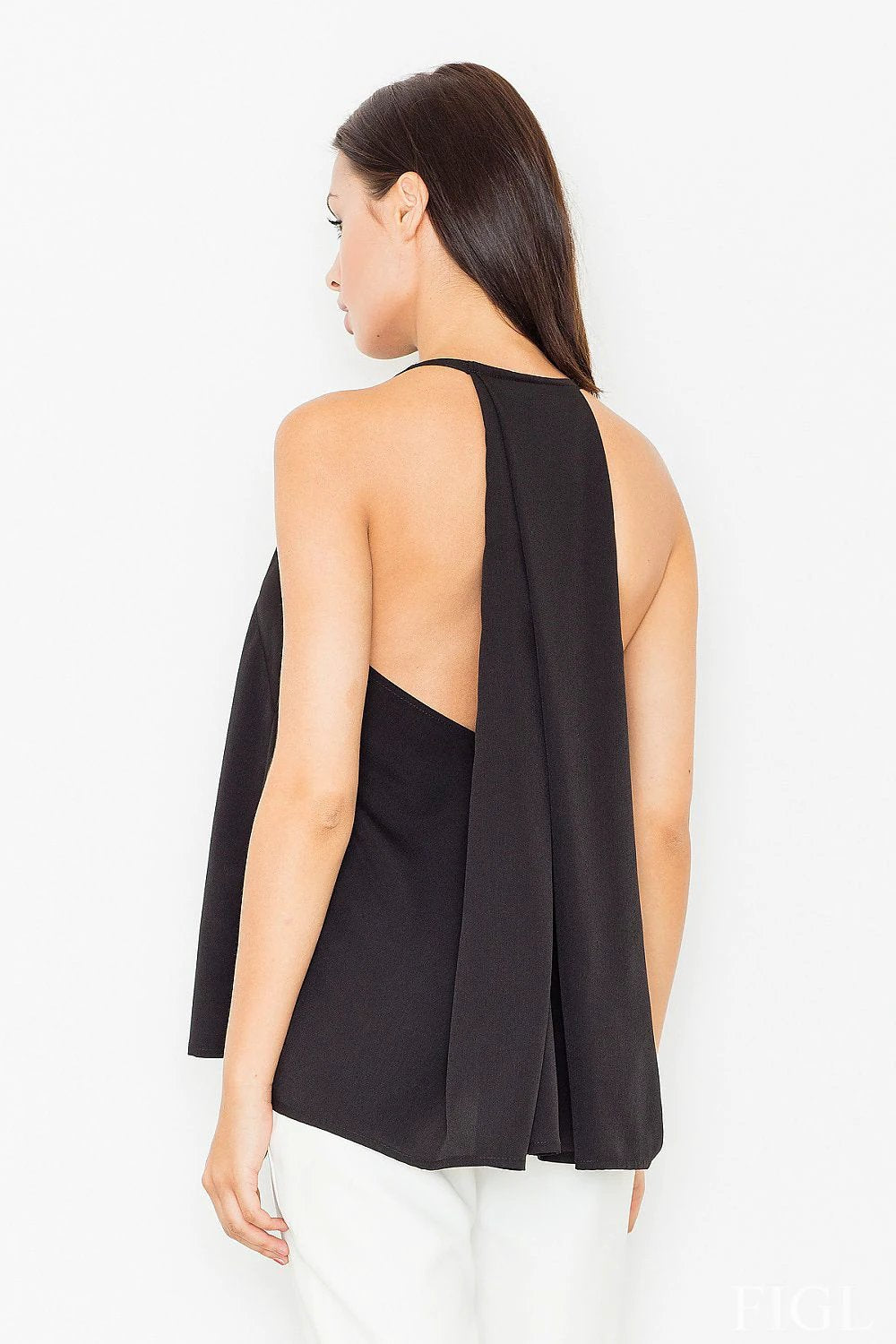 Figl Women's Blouse Model 60706 - Superbly Fitting Chic Design with Overlap Back and Thin Shoulder Straps by Figl