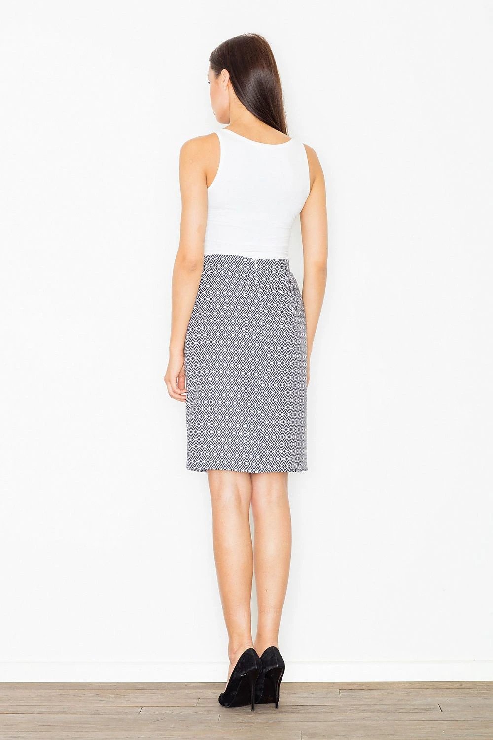 Figl Women's Pencil Skirt Model 77139 - Elegant 100% Polyester with Interesting Pattern and Covered Zip by Figl