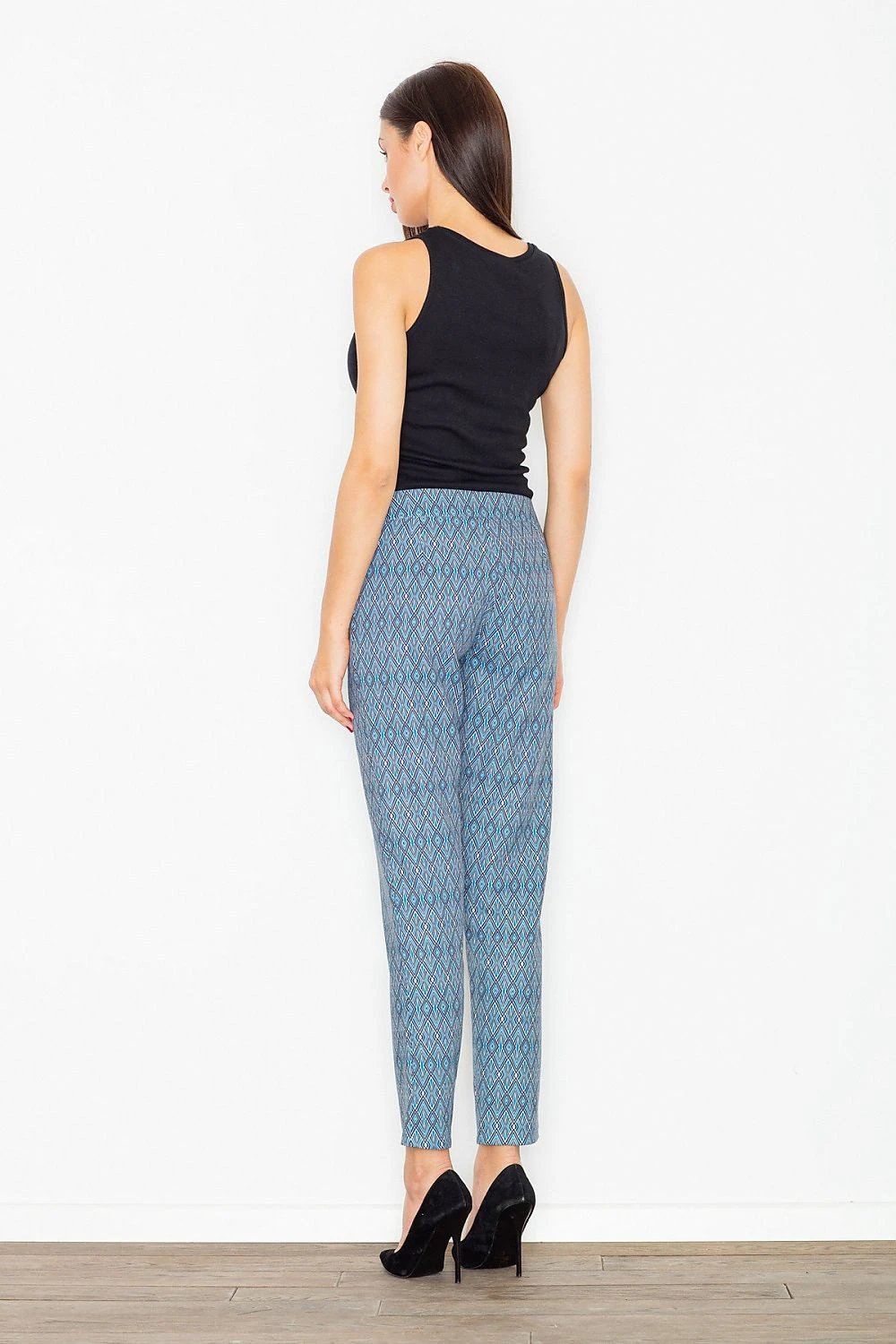 Figl Women's High-Waisted Trousers Model 77141 - Elegant 100% Polyester with Colorful Prints and Side Zip by Figl