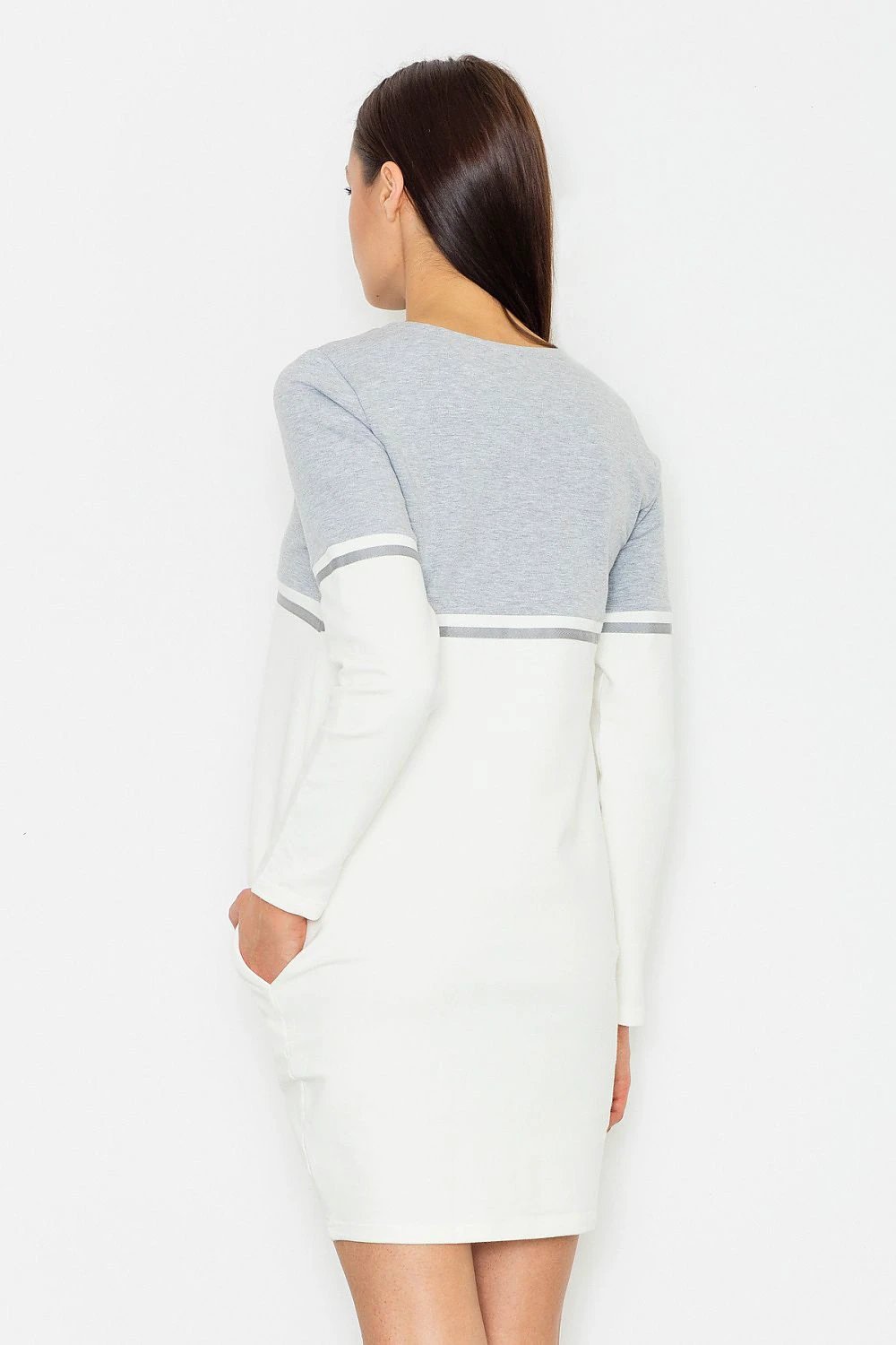 Figl Daydress Model 62977 - Stylish Soft Cotton Dress with Round Neckline and Side Pockets by Figl