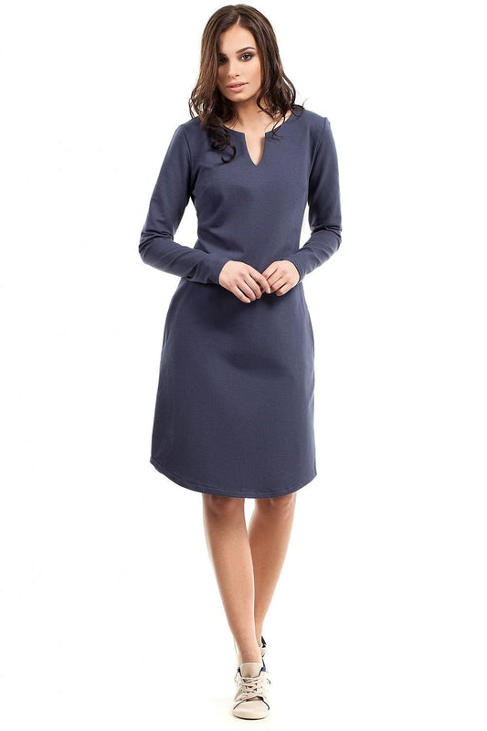BeWear Daydress 94631 - Women's Comfortable A-Line Sweatshirt Dress with Long Sleeves and Side Pockets by BeWear