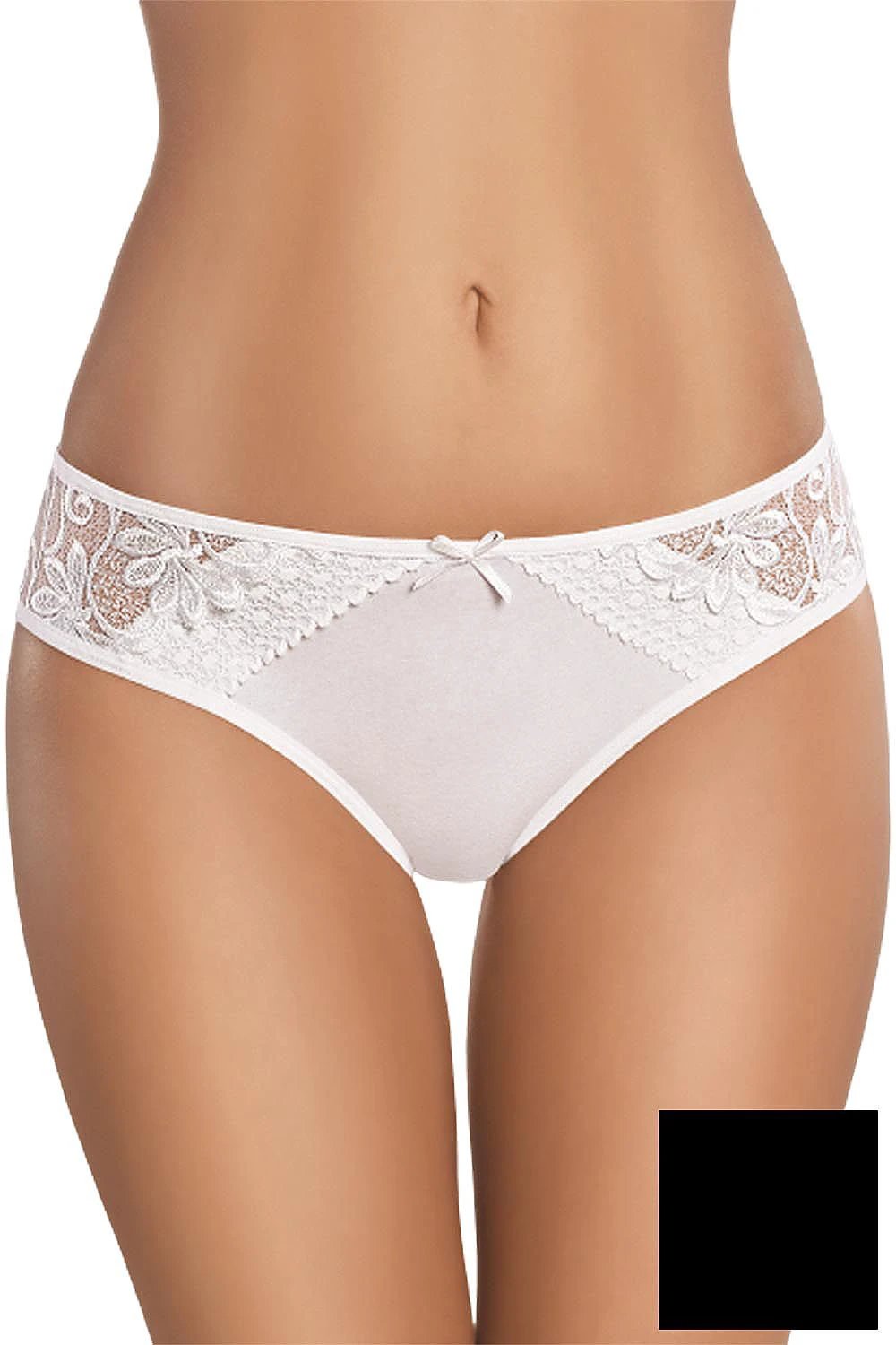 Gabidar Hip Cut Cotton Panties Front Satin Bow And Guipure by Gabidar