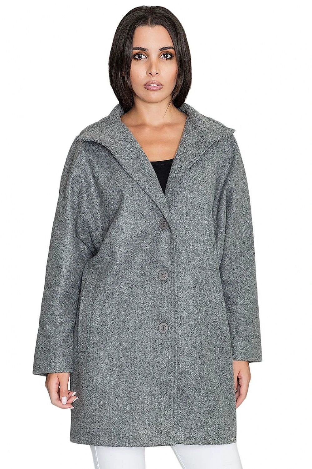 Figl Women's Loose Kimono Coat - Comfortable Lined Design with Pockets and Stylish Buttons by Figl