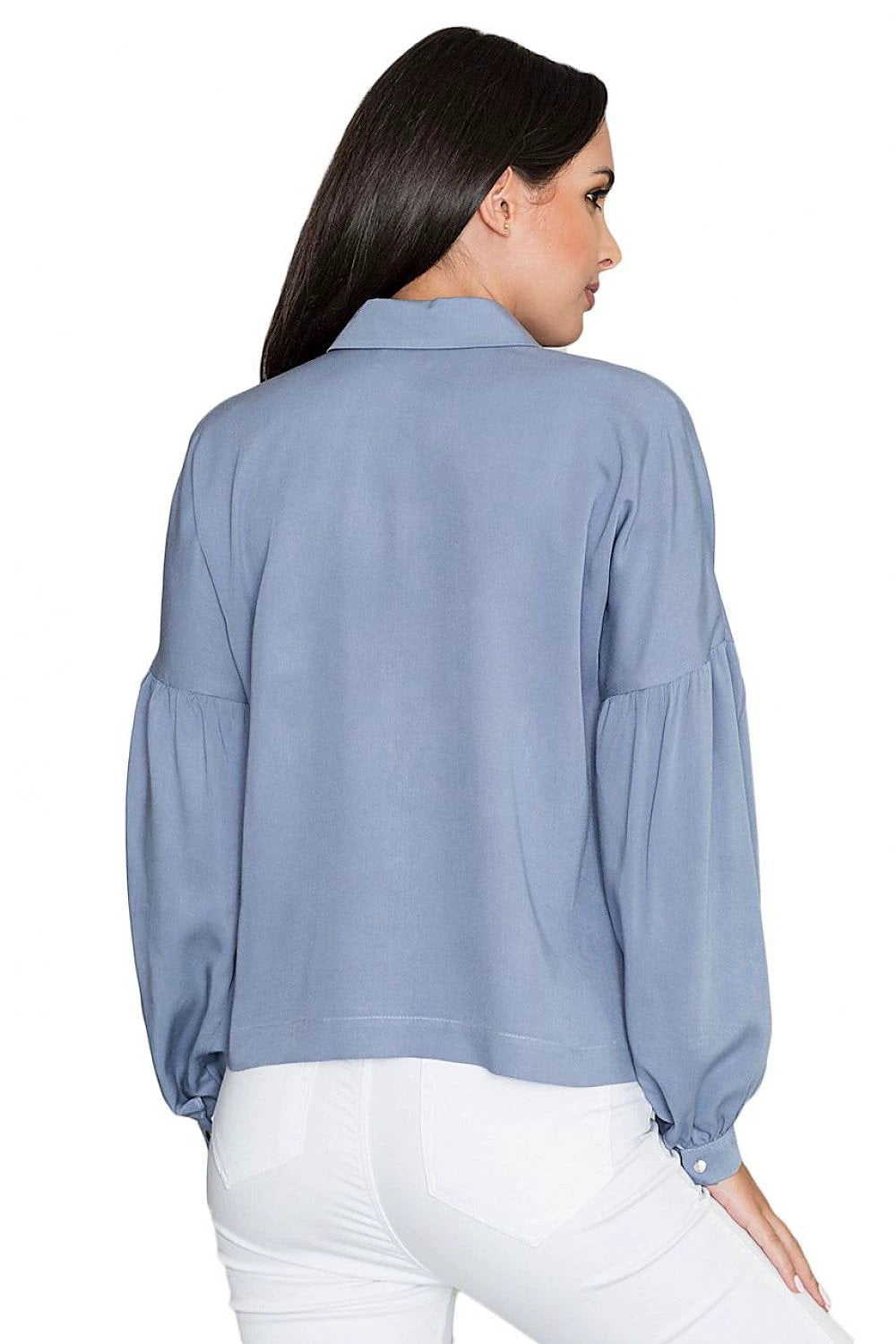 Figl Long Sleeve Kimono Shirt with Pleated Sleeves - Comfortable Viscose Material for Fashionable Women and Elegant Style by Figl